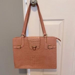 L&T pink croco briefcase style shoulder bag